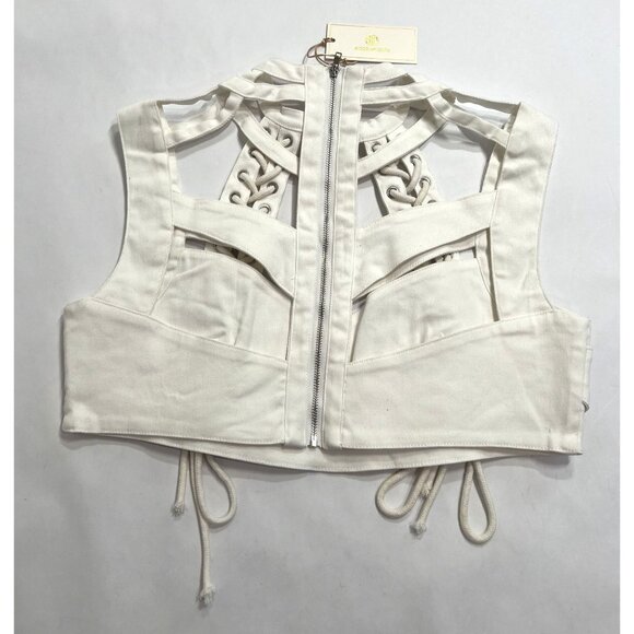 Sierra Darien Bustier Top With Drawstring in Ivoire - Picture 4 of 4